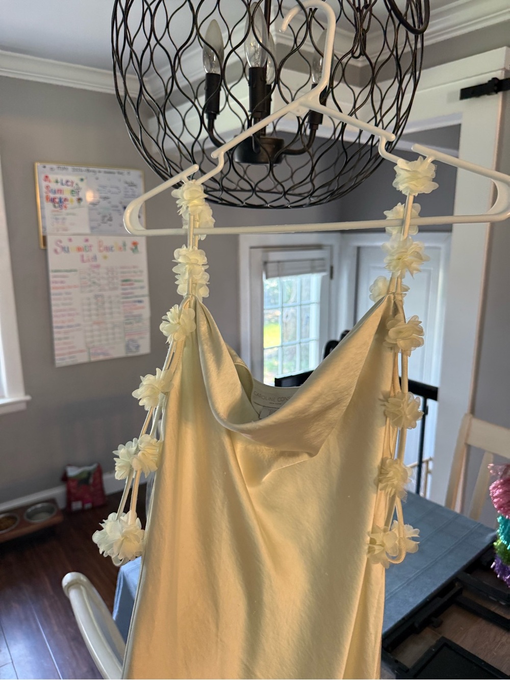 Pale green flower strap long dress